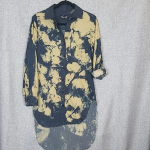Thrill Distressed High Low Denim Shirt Sz S